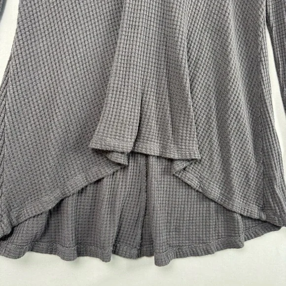 Others Fallen Top Womens Medium Shirt Hooded Textured Asymmetrical Hem Gray - Picture 4 of 10